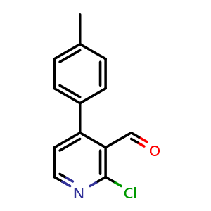 Chemical structure of 2-Chloro-4-(p-tolyl)nicotinaldehyde , CAS 2764728-06-3, AChemBlock X176843