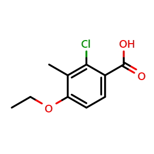 Chemical structure of 2-Chloro-4-ethoxy-3-methylbenzoic acid , CAS 2383521-79-5, AChemBlock X176848