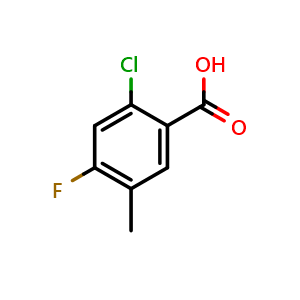 Chemical structure of 2-Chloro-4-fluoro-5-methylbenzoic acid , CAS 208165-96-2, AChemBlock X176880