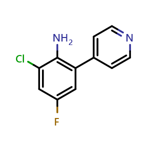 Chemical structure of 2-Chloro-4-fluoro-6-(pyridin-4-yl)aniline , CAS 1692523-79-7, AChemBlock X176882