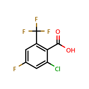 Chemical structure of 2-Chloro-4-fluoro-6-(trifluoromethyl)benzoic acid , CAS 1807170-44-0, AChemBlock X176884