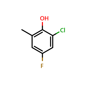 Chemical structure of 2-Chloro-4-fluoro-6-methylphenol , CAS 1804404-41-8, AChemBlock X176885