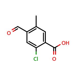 Chemical structure of 2-Chloro-4-formyl-5-methylbenzoic acid , CAS 2385797-08-8, AChemBlock X176886