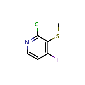 Chemical structure of 2-Chloro-4-iodo-3-(methylthio)pyridine , CAS 2764729-17-9, AChemBlock X176889