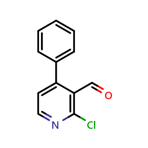 Chemical structure of 2-Chloro-4-phenylnicotinaldehyde , CAS 877054-52-9, AChemBlock X176905