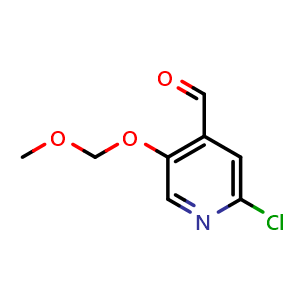 Chemical structure of 2-Chloro-5-(methoxymethoxy)isonicotinaldehyde , CAS 1282516-32-8, AChemBlock X176910