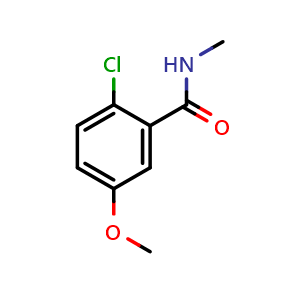 Chemical structure of 2-Chloro-5-methoxy-N-methylbenzamide , CAS 1203954-93-1, AChemBlock X176932