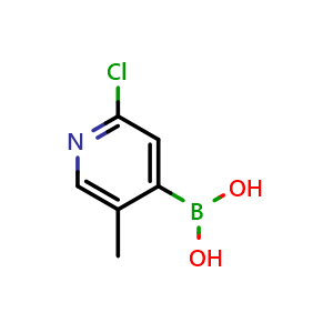 Chemical structure of 2-Chloro-5-methylpyridine-4-boronic acid , CAS 2377605-91-7, AChemBlock X176935