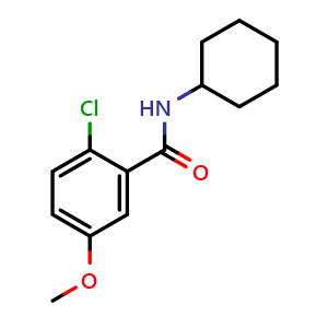 Chemical structure of 2-Chloro-N-cyclohexyl-5-methoxybenzamide , CAS 2807448-14-0, AChemBlock X176962