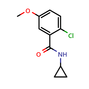 Chemical structure of 2-Chloro-N-cyclopropyl-5-methoxybenzamide , CAS 2807470-22-8, AChemBlock X176965