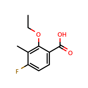 Chemical structure of 2-Ethoxy-4-fluoro-3-methylbenzoic acid , CAS 2384050-64-8, AChemBlock X177018