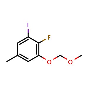 Chemical structure of 2-Fluoro-1-iodo-3-(methoxymethoxy)-5-methylbenzene , CAS 2734775-36-9, AChemBlock X177064