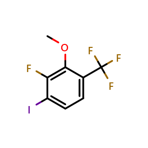 Chemical structure of 2-Fluoro-1-iodo-3-methoxy-4-(trifluoromethyl)benzene , CAS 2384557-91-7, AChemBlock X177068