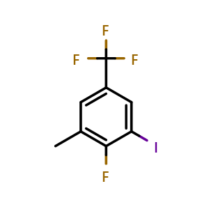 Chemical structure of 2-Fluoro-1-iodo-3-methyl-5-(trifluoromethyl)benzene , CAS 2387002-82-4, AChemBlock X177071