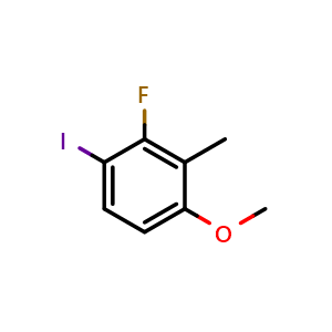 Chemical structure of 2-Fluoro-1-iodo-4-methoxy-3-methylbenzene , CAS 2383865-68-5, AChemBlock X177072