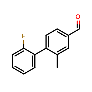 Chemical structure of 2'-Fluoro-2-methyl-[1,1'-biphenyl]-4-carbaldehyde , CAS 1516102-04-7, AChemBlock X177082