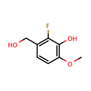 Chemical structure of 2-Fluoro-3-(hydroxymethyl)-6-methoxyphenol , CAS 1260679-56-8, AChemBlock X177085