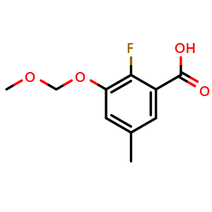 Chemical structure of 2-Fluoro-3-(methoxymethoxy)-5-methylbenzoic acid , CAS 2734775-12-1, AChemBlock X177090