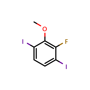 Chemical structure of 2-Fluoro-3,6-diiodoanisole , CAS 861928-17-8, AChemBlock X177107