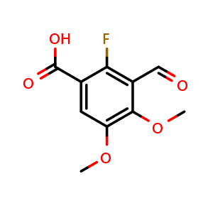 Chemical structure of 2-Fluoro-3-formyl-4,5-dimethoxybenzoic acid , CAS 2755722-84-8, AChemBlock X177110