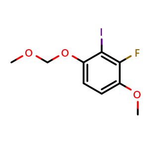 Chemical structure of 2-Fluoro-3-iodo-1-methoxy-4-(methoxymethoxy)benzene , CAS 2764733-79-9, AChemBlock X177121