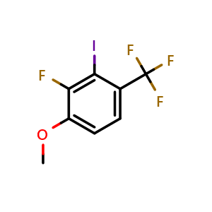 Chemical structure of 2-Fluoro-3-iodo-1-methoxy-4-(trifluoromethyl)benzene , CAS 2386442-61-9, AChemBlock X177122