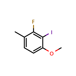 Chemical structure of 2-Fluoro-3-iodo-4-methoxy-1-methylbenzene , CAS 2387271-54-5, AChemBlock X177124