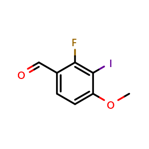 Chemical structure of 2-Fluoro-3-iodo-4-methoxybenzaldehyde , CAS 2365419-30-1, AChemBlock X177125