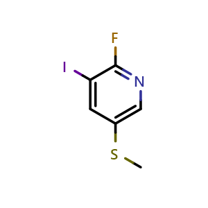Chemical structure of 2-Fluoro-3-iodo-5-(methylthio)pyridine , CAS 1806345-87-8, AChemBlock X177128