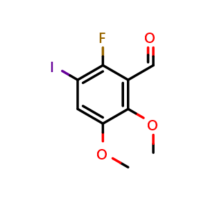 Chemical structure of 2-Fluoro-3-iodo-5,6-dimethoxybenzaldehyde , CAS 2734777-66-1, AChemBlock X177132