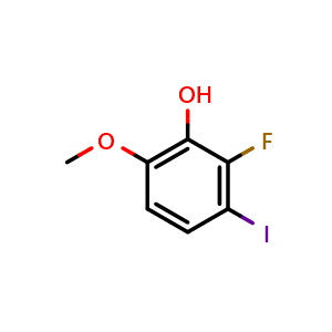 Chemical structure of 2-Fluoro-3-iodo-6-methoxyphenol , CAS 2385731-55-3, AChemBlock X177135
