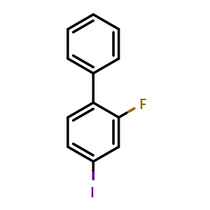 Chemical structure of 2-Fluoro-4-iodo-1,1'-biphenyl , CAS 56985-88-7, AChemBlock X177183