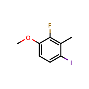 Chemical structure of 2-Fluoro-4-iodo-1-methoxy-3-methylbenzene , CAS 1934753-66-8, AChemBlock X177184