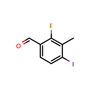 Chemical structure of 2-Fluoro-4-iodo-3-methylbenzaldehyde , CAS 2386329-16-2, AChemBlock X177187