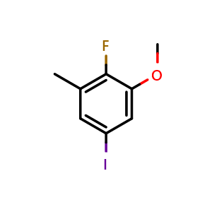 Chemical structure of 2-Fluoro-5-iodo-1-methoxy-3-methylbenzene , CAS 2385912-03-6, AChemBlock X177218