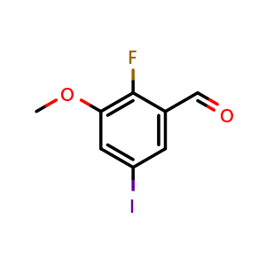 Chemical structure of 2-Fluoro-5-iodo-3-methoxybenzaldehyde , CAS 2092471-45-7, AChemBlock X177220