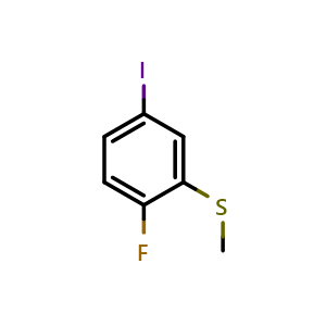 Chemical structure of 2-Fluoro-5-iodothioanisole , CAS 2484889-20-3, AChemBlock X177229