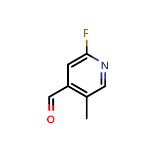 Chemical structure of 2-Fluoro-5-methylpyridine-4-carboxaldehyde , CAS 1227512-02-8, AChemBlock X177247