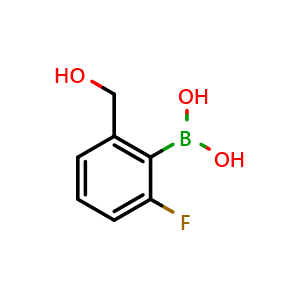 Chemical structure of 2-Fluoro-6-(hydroxymethyl)phenylboronic acid , CAS 1246633-54-4, AChemBlock X177253