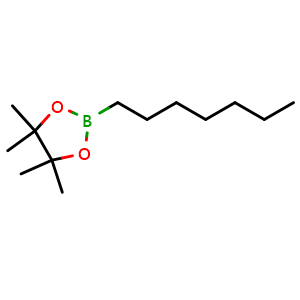 Chemical structure of 2-Heptyl-4,4,5,5-tetramethyl-1,3,2-dioxaborolane , CAS 66217-56-9, AChemBlock X177286