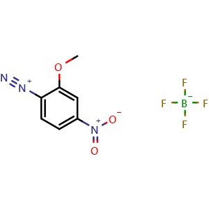 Chemical structure of 2-methoxy-4-nitrobenzenediazonium tetrafluoroborate , CAS 2357-51-9, AChemBlock X177352