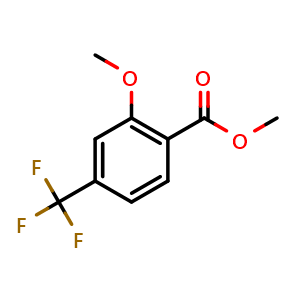 Chemical structure of 2-Methoxy-4-trifluromethyl methylbenzoate , CAS 286441-66-5, AChemBlock X177353