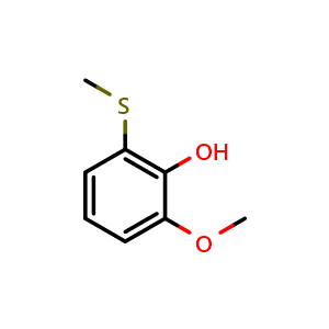 Chemical structure of 2-Methoxy-6-(methylthio)phenol , CAS 38377-31-0, AChemBlock X177368