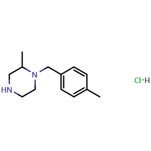 Chemical structure of 2-Methyl-1-(4-methyl-benzyl)-piperazine hydrochloride , CAS 1289386-05-5, AChemBlock X177374
