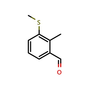 Chemical structure of 2-Methyl-3-(methylthio)benzaldehyde , CAS 1289150-63-5, AChemBlock X177377