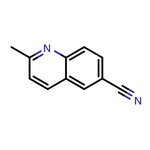 Chemical structure of 2-methylquinoline-6-carbonitrile , CAS 73013-69-1, AChemBlock X177395