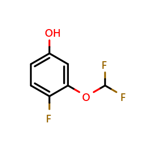Chemical structure of 3-(1,1-Difluoro-methoxy)-4-fluoro-phenol , CAS 1185836-56-9, AChemBlock X177438
