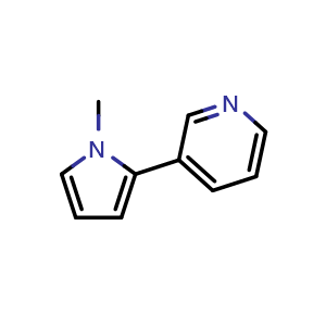 Chemical structure of 3-(1-methylpyrrol-2-yl)pyridine , CAS 487-19-4, AChemBlock X177444