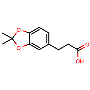 Chemical structure of 3-(2,2-dimethyl-2H-1,3-benzodioxol-5-yl)propanoic acid , CAS 1220710-28-0, AChemBlock X177450