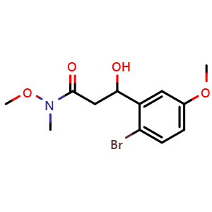 Chemical structure of 3-(2-Bromo-5-methoxyphenyl)-3-hydroxy-N-methoxy-N-methylpropanamide , CAS 2755718-30-8, AChemBlock X177461